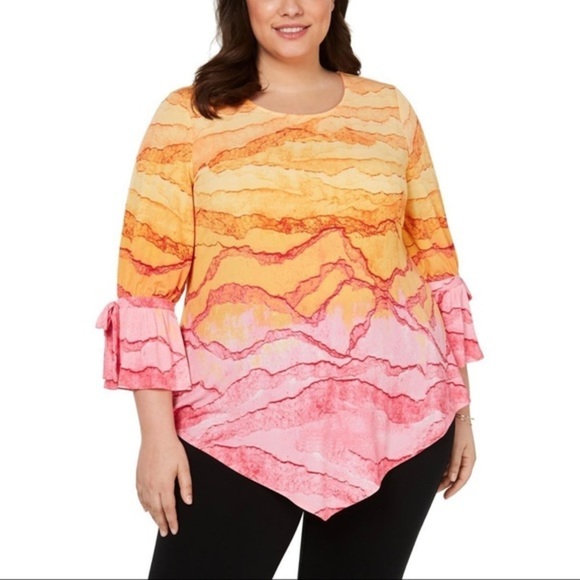 Alfani Tops - New Alfani Womens Plus Printed V-Neck Blouse​